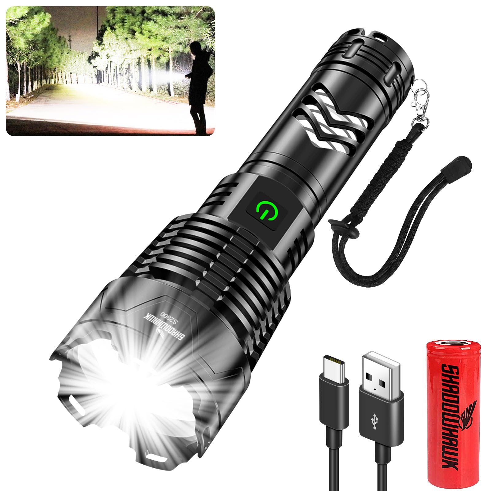 Shadowhawk Torcia LED ricaricabile 500000 lumen S1618 Shadowhawk Torcia LED ricaricabile 500000 lumen S1618